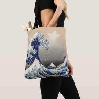 Bolsa Tote vintage japeso art ocean paisagem excelente onda