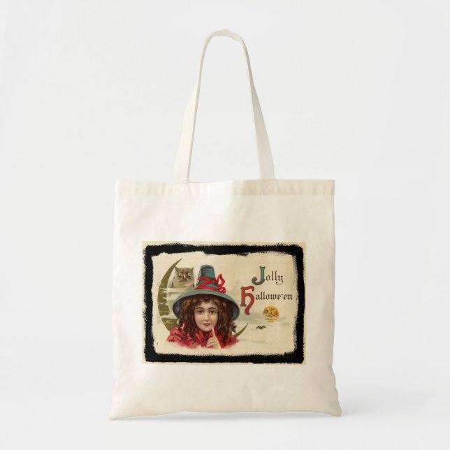 Bolsa Tote Vintage Jolly Halloween Witch (Frente)