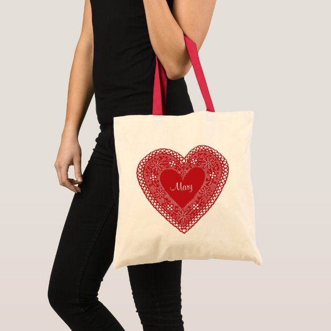 Bolsa Tote Vintage Lace Heart (Frente (produto))
