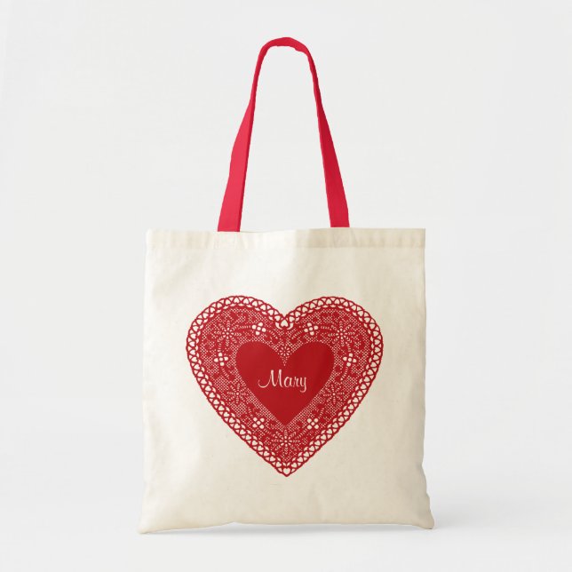 Bolsa Tote Vintage Lace Heart (Frente)