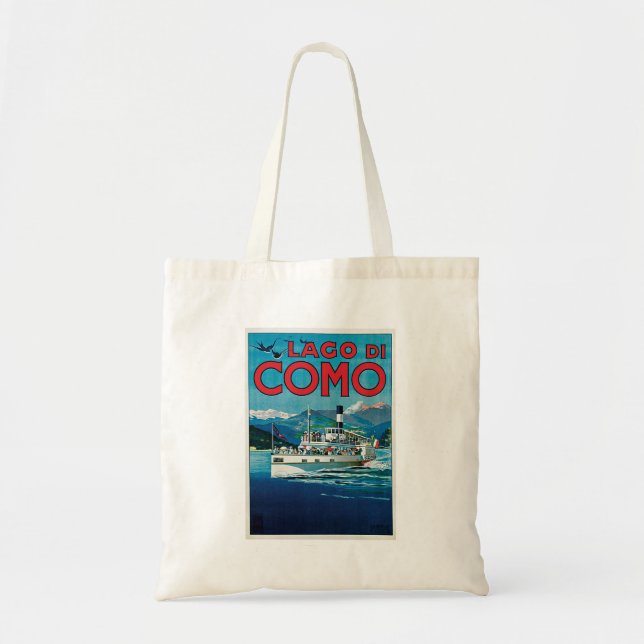 Bolsa Tote Vintage Lago di Como Viagem (Frente)