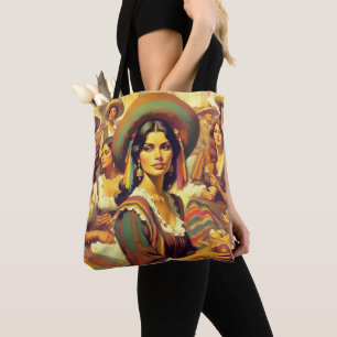 Bolsa Tote Vintage Latina Woman Painting