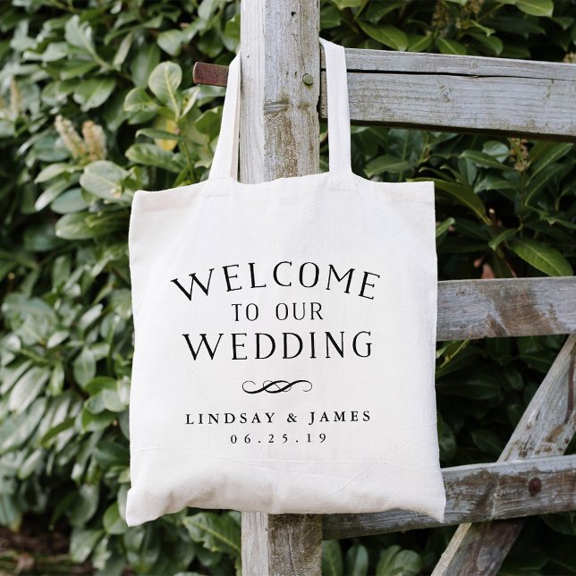 Bolsa Tote Vintage Lettering Wedding Welcome (Criador carregado)
