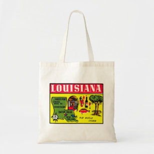 Bolsa Tote Vintage Louisiana Map Viagem Souvenir