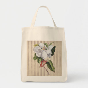 Bolsa Tote Vintage Magnolia Flower on Strips