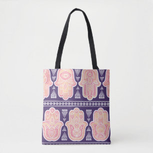 Bolsa Tote Vintage: mão indiana desenhada símbolo hamsa sem