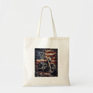 Bolsa Tote Vintage Motorcycle USA Flag Retro Biker American