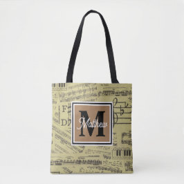 Bolsa Tote Vintage Música Nota Musical Monograma