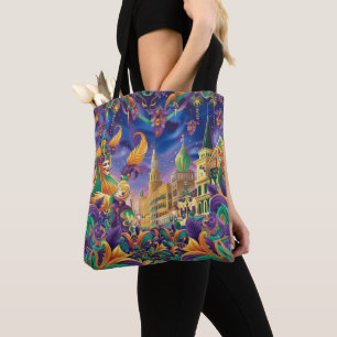 BOLSA TOTE VINTAGE NEW ORLEANS MARDI GRAS SCENE
