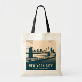 Bolsa Tote Vintage New York City Manhattan Skyline Minimalist