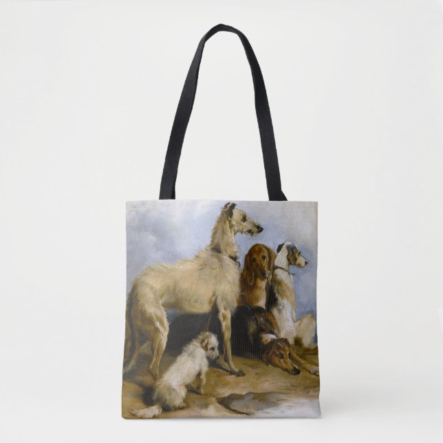 Bolsa Tote Vintage painting of five cute dogs (Frente)