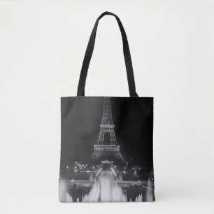 Bolsa Tote Vintage Paris Fontain Tower Eiffel noite