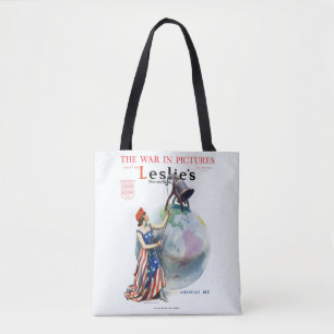 Bolsa Tote Vintage Patriótica Lady Liberty Magazine Cobrir Ar