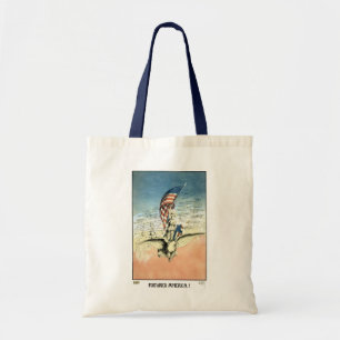 Bolsa Tote Vintage Patriótico, Senhora, Águia com Bandeira Am