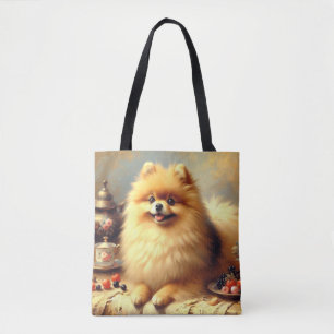 Bolsa Tote Vintage Pomeranian - Pintura de cães