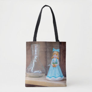 Bolsa Tote Vintage Porcelain Dols in Blue Vress