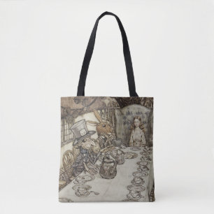 Bolsa Tote Vintage Rackham Mad Tea Party Alice no País das Ma