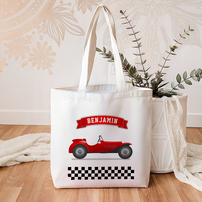 Bolsa Tote Vintage Red Race Car Kids (Criador carregado)