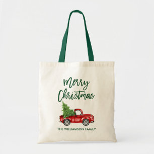 Bolsa Tote Vintage Red Truck, Escoteiro, Natal Verde
