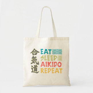 Bolsa Tote Vintage Retro Comendo Sono Aikido Repetir Tote Bag