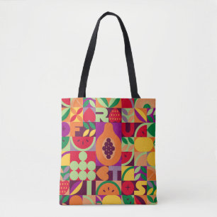 Bolsa Tote Vintage retro fruta vintage padrão perfeito. Abst