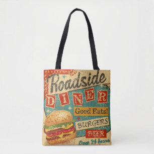 Bolsa Tote Vintage Roadside Diner Metal diner diner, retro, v
