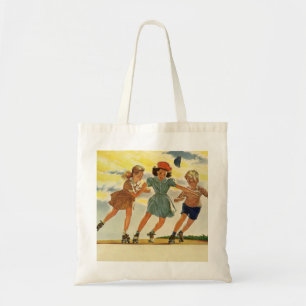 Bolsa Tote Vintage Roller Patinando crianças divertidas Menin