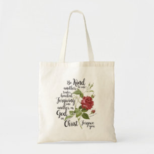 Bolsa Tote Vintage Rosa flor ilustrada com bíblia verso