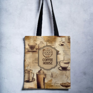 Bolsa Tote Vintage Rustic Café e Logotipo Comercial do Compro