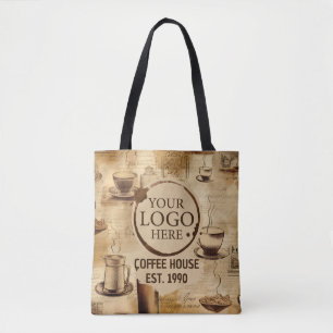 Bolsa Tote Vintage Rustic Café e Logotipo Comercial do Compro
