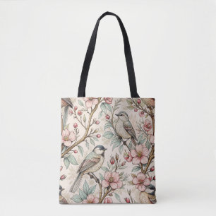 Bolsa Tote Vintage Sakura Cherry Blossom & Bird Aestética 2