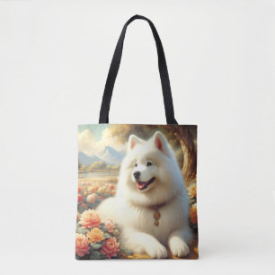 Bolsa Tote Vintage Samoyed Dog Painting
