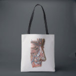 Bolsa Tote Vintage Science Anatomia Humana, Face com Nariz<br><div class="desc">Ilustração vítrea da saúde humana e desenho da anatomia apresentando uma face de perfil sem pele apresentando nariz,  lábio superior e testa com vasos sanguíneos,  veias,  ligamentos,  tendões e músculos. Os olhos estão fechados. design excelente para geeks de ciência e biologia.</div>