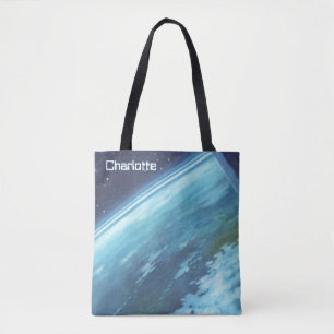 Bolsa Tote Vintage Science Fiction, Earth at Night with Stars