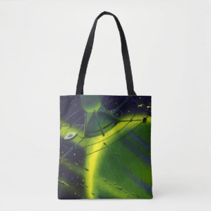 Bolsa Tote Vintage Science Fiction Green Planet w Spaceship