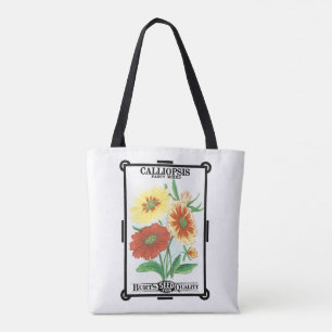 Bolsa Tote Vintage Seed Packet Label Art, Flores De Calliopsi