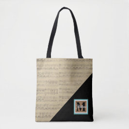 Bolsa Tote Vintage Sheet Música note Musical Monograma