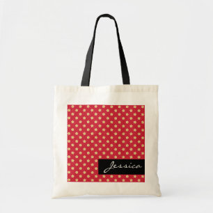 Bolsa Tote Vintage Stars Red and Yellow Patterno Personalizad