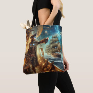 Bolsa Tote Vintage Steampunk Vintage Pirata Espacial do Ocean