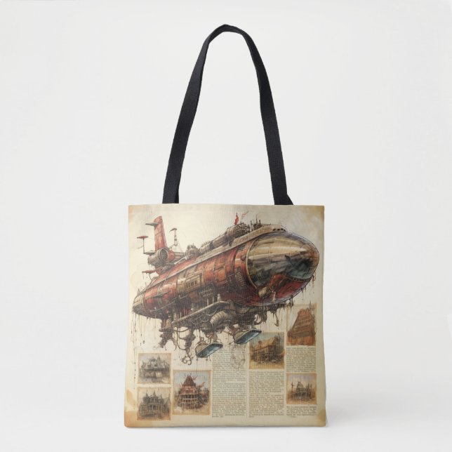 Bolsa Tote Vintage Steampunk Zeppelin (11) (Frente)