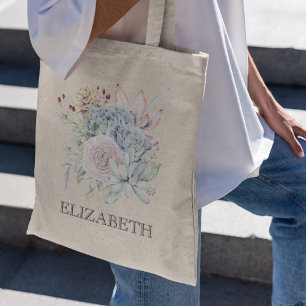 Bolsa Tote Vintage Succulent Floral Bridesmaid