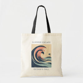 Bolsa Tote Vintage Summer Escape Ocean Wave Retro Surf Graphi
