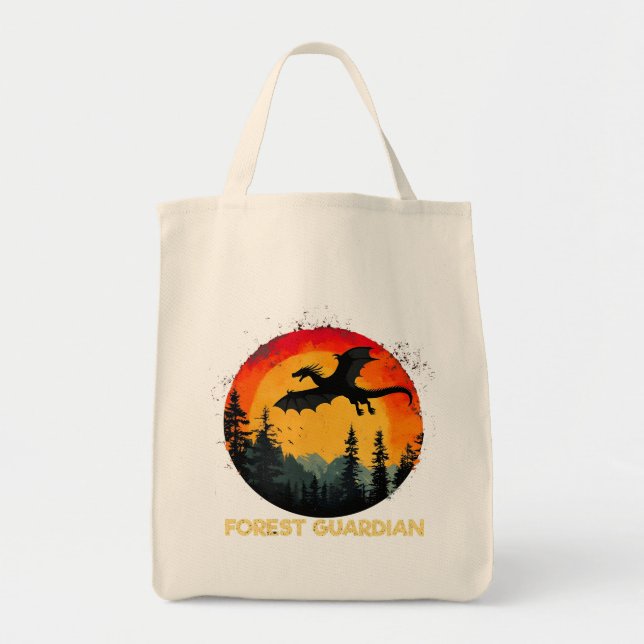 Bolsa Tote Vintage Sunset Forest Dragon (Frente)