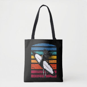Bolsa Tote Vintage Surfer Girl Graphic Beach Surfboard Mulher