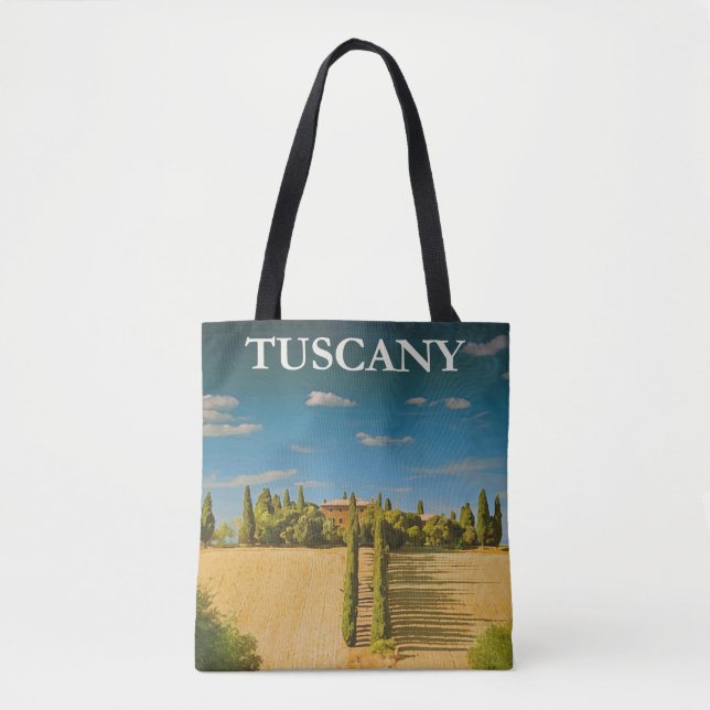 Bolsa Tote Vintage Toscânia, Itália Ilustração (Frente)