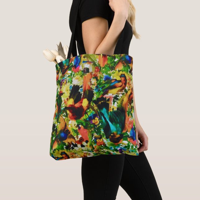 Bolsa Tote Vintage Tropical Jungle Wilrrots (Close Up)