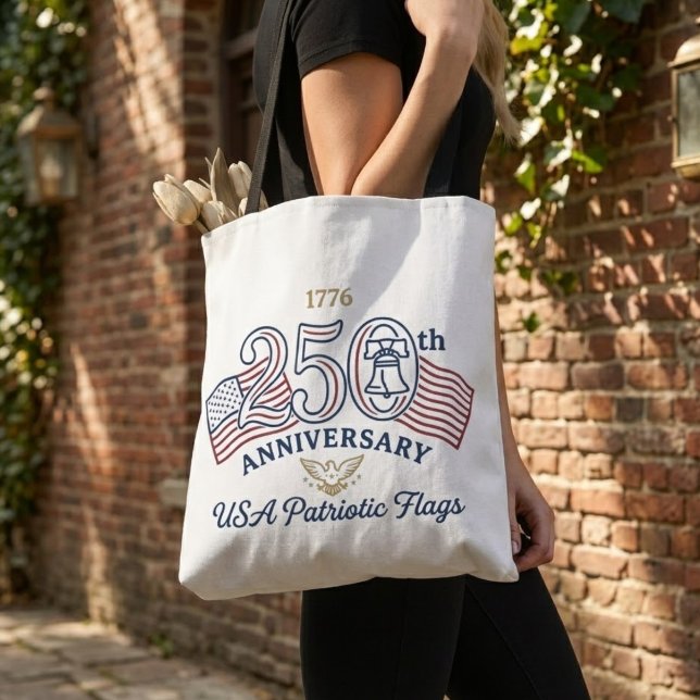 Bolsa Tote Vintage USA Patriotic Flags & Liberty Bell Classic (Criador carregado)