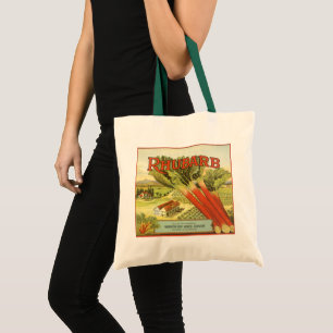 Bolsa Tote Vintage Vegetal Pode Rotular Arte, Fazenda Rhubarb
