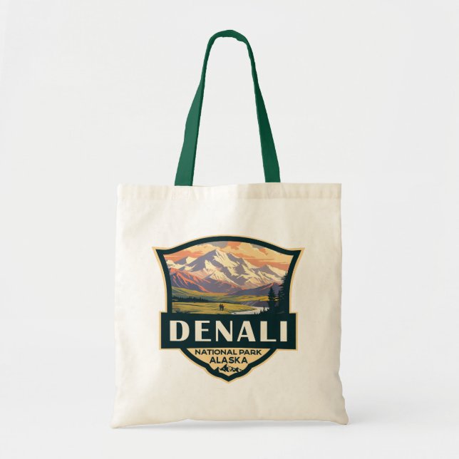 Bolsa Tote Vintage Viagem do Parque Nacional Denali (Frente)