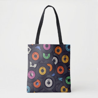 Bolsa Tote Vintage Vinyl Records Music Background